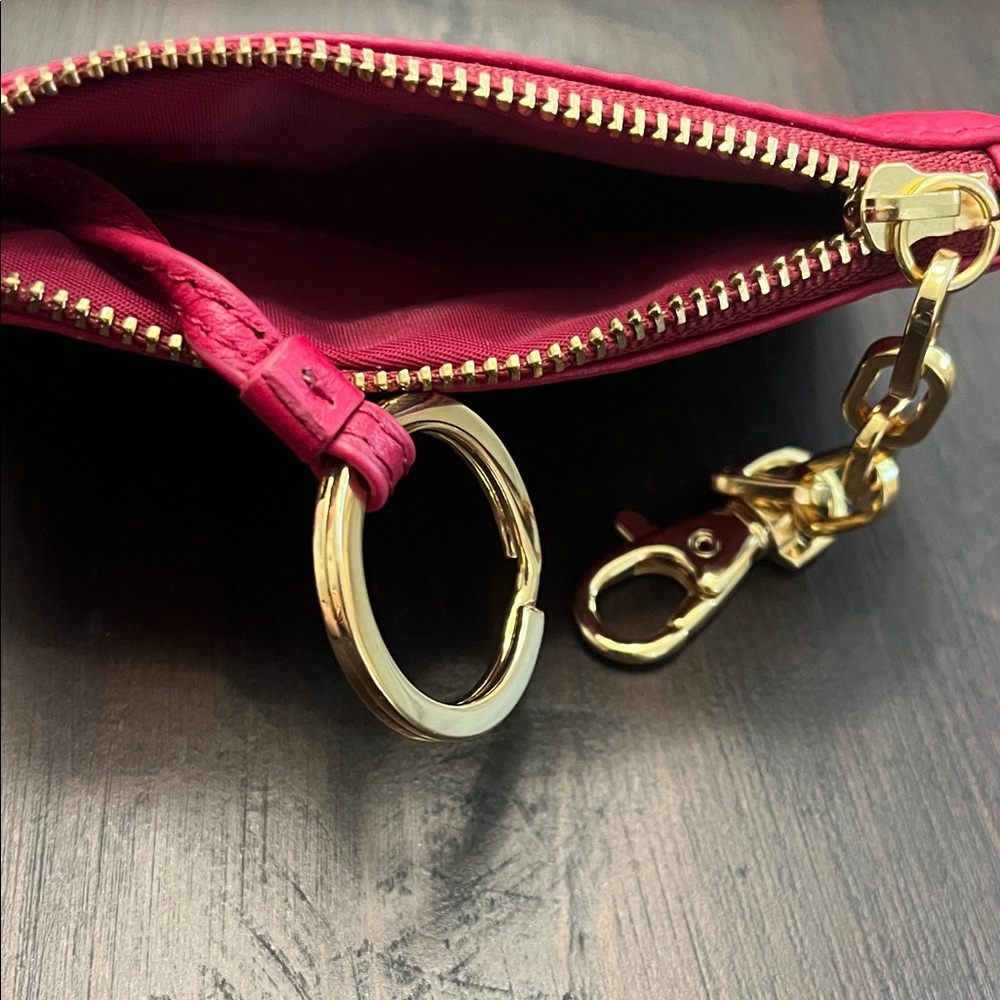 Tory Burch Pink Leather Key Holder with Gold Accents - Picture 4 of 4